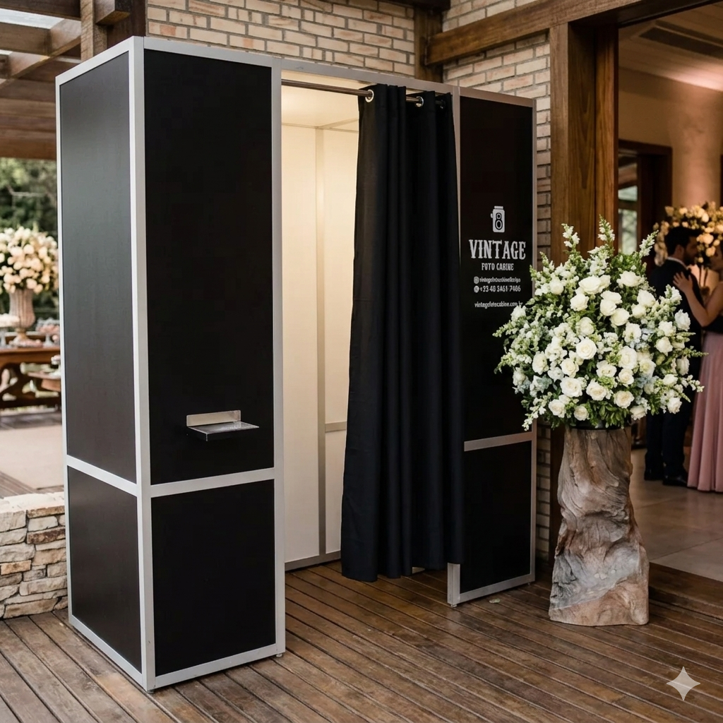 Vintage Cabine montada em evento de casamento