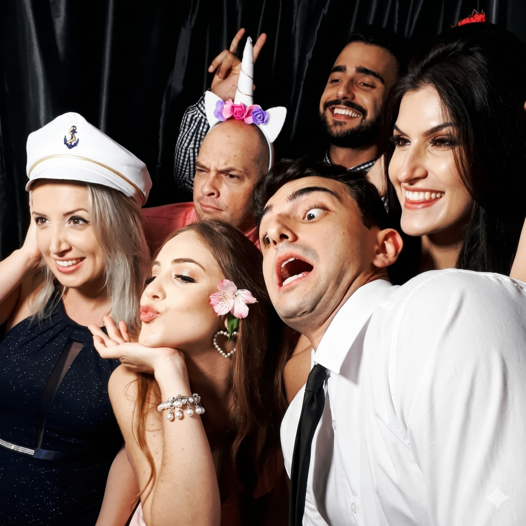 Convidados se divertindo na Vintage Cabine